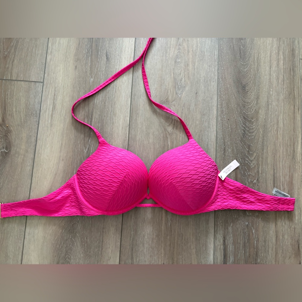 BNWT Victoria's Secret Hot Pink Bombshell Push Up (adds 2 cups!) bikini top